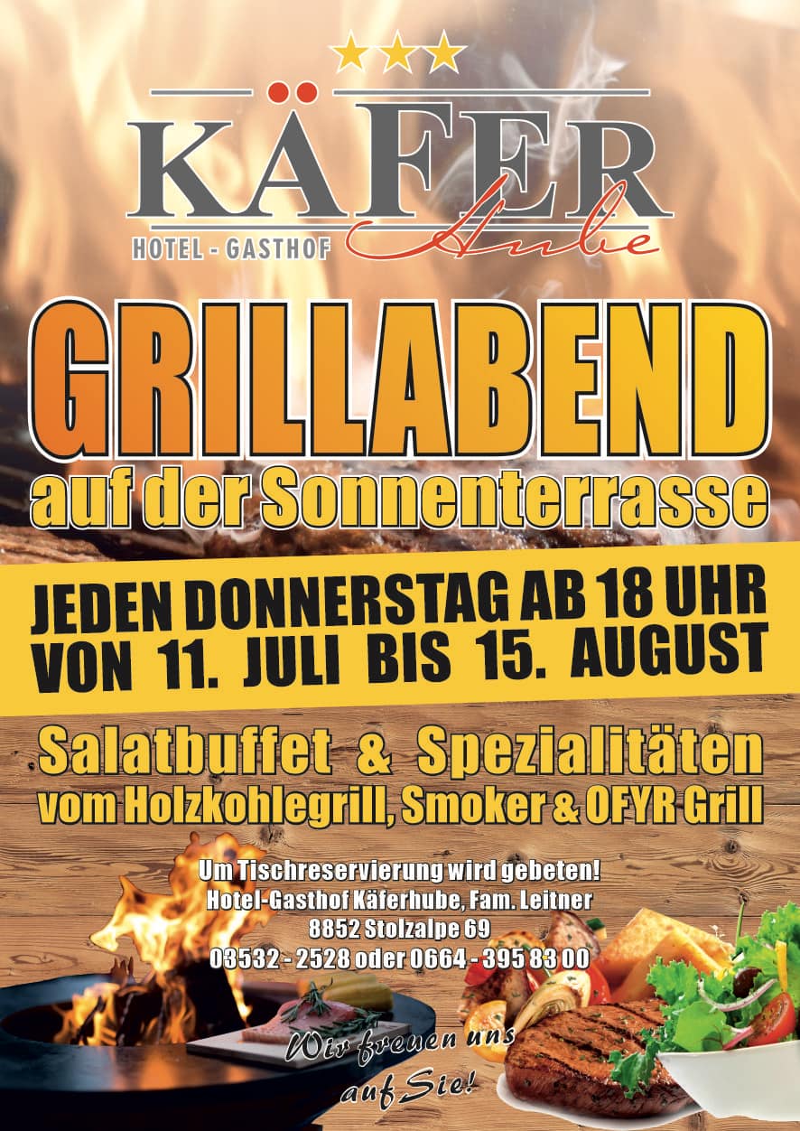 Grillabend Hotel Käferhube Murau Sonnenterrasse